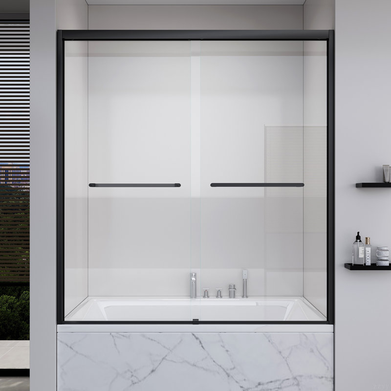 56-60*60 INCH Frame Double Sliding Soft-Close Shower Doors, Bathroom Sliding Shower Door,  (6Mm) Thick SGCC Tempered Glass Door For Bathroom Door