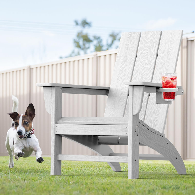 Adirondack Chair with Cup Holder, White