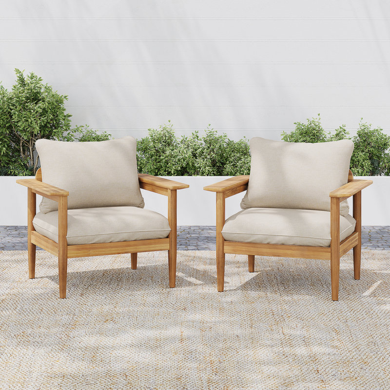 Méridienne d'extérieur en bois d'acacia, ensemble de 2