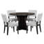 Ensemble de table de salle à manger 5 pièces pour 4 personnes, ensemble de table et chaises de cuisine rétro de 4 avec base conçue, table de salle à manger en bois avec 4 chaises rembourrées pour les petits espaces et la salle à manger-628078583-628078580