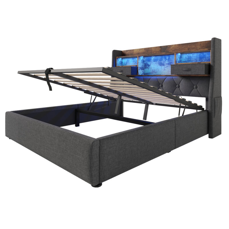 Upholstered Ottoman Storage Bed, Kingsize (5')