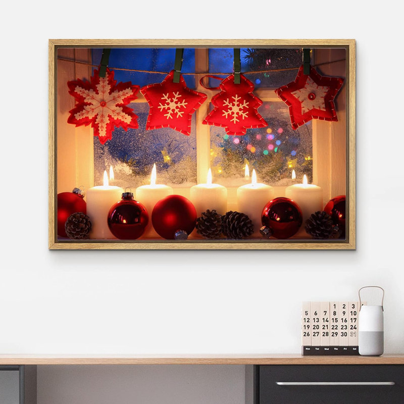 Célébration de Noël, impression, H 16 po x l 24 po, Cadre naturel flottant