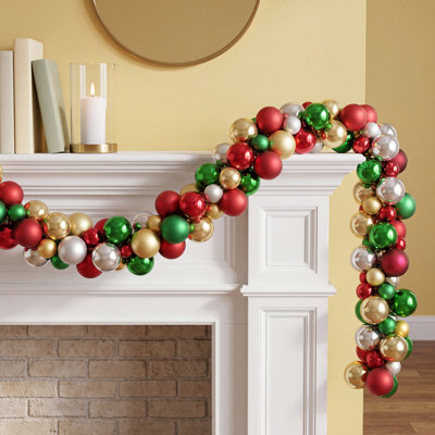 6' Shatterproof Ball 3-Finish Christmas Garland