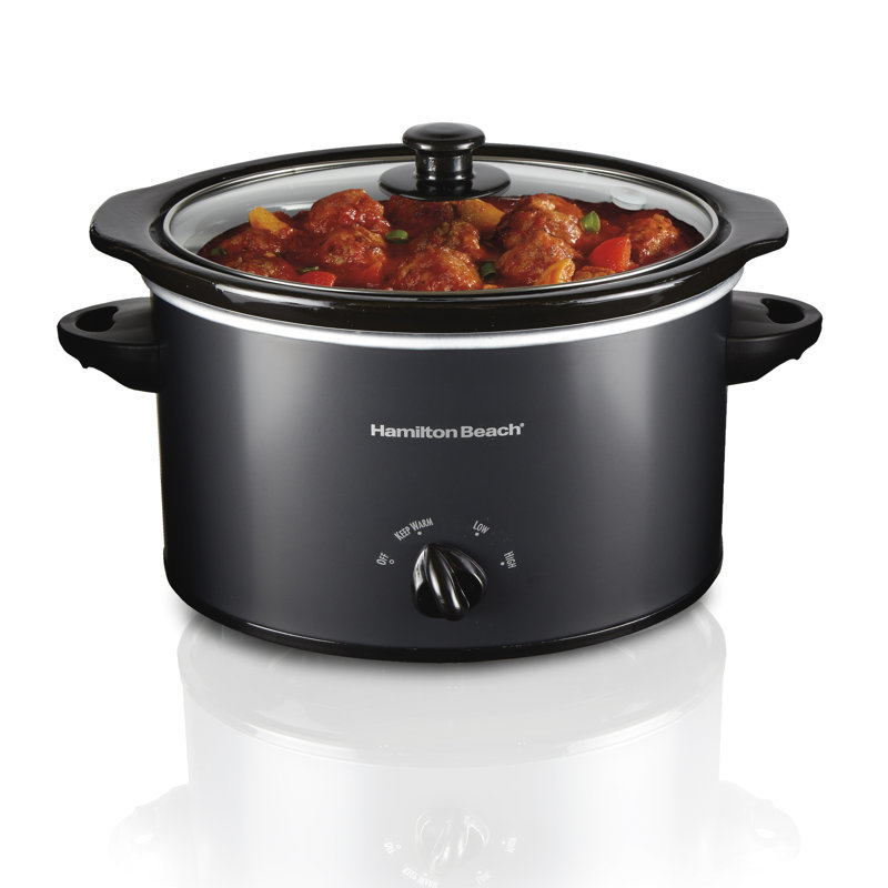 Hamilton Beach 3-Quart Black Stoneware Slow Cooker with Timer