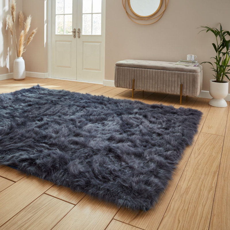 Polar Plush Afrina Machine Tufted Navy Area Rug, Rectangle 80 x 150cm