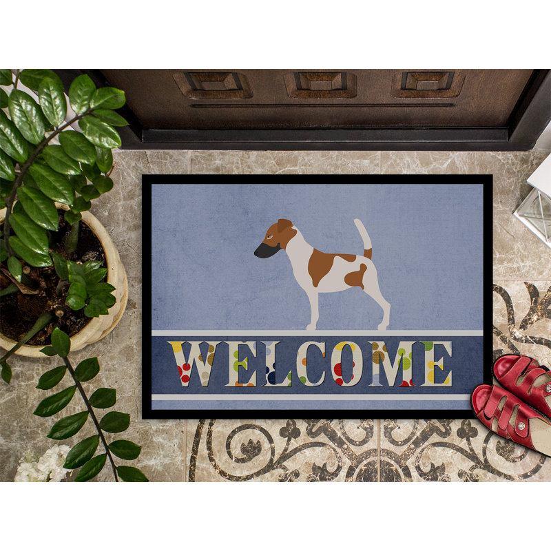 Tapis de porte d’extérieur anti-dérapant terrier welcome fox, Rectangle 1 pi 6 po x 2 pi 3 po