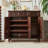 Dark-brown Solid Wood Shoe Storage Bench