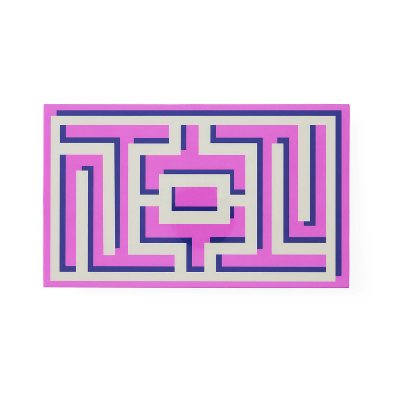 Labyrinth Lacquer Decorative Box, Pink, 3" H x 10" W x 6" D