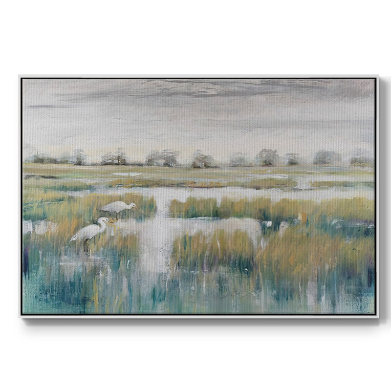 Marshland View V, reproduction d'art sur toile, H 17 po x l 25 po x P 2 po, Cadre blanc