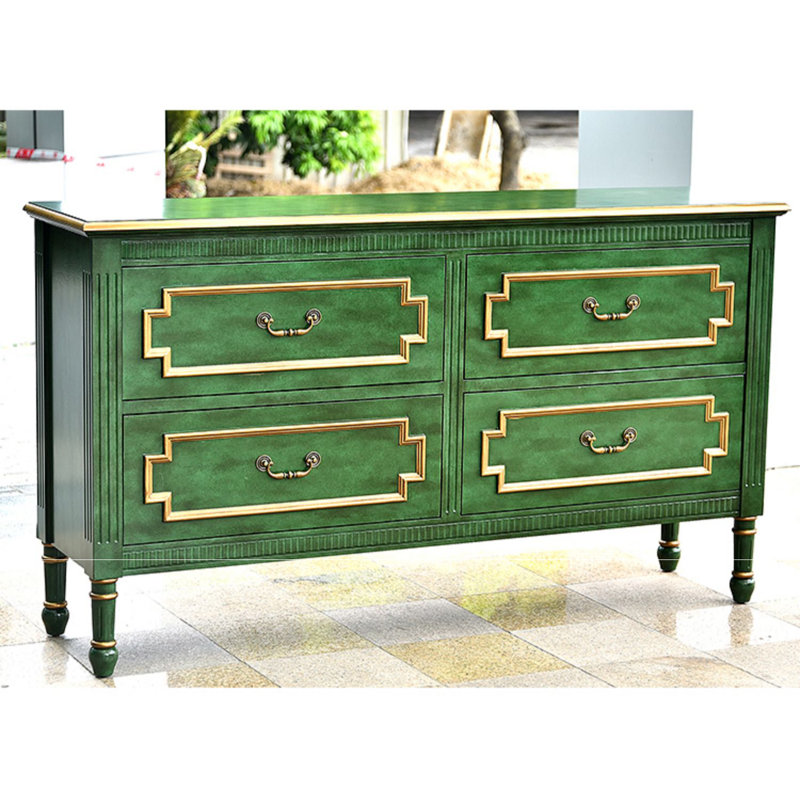 Vintage Green Accent Chest with 4 Drawers