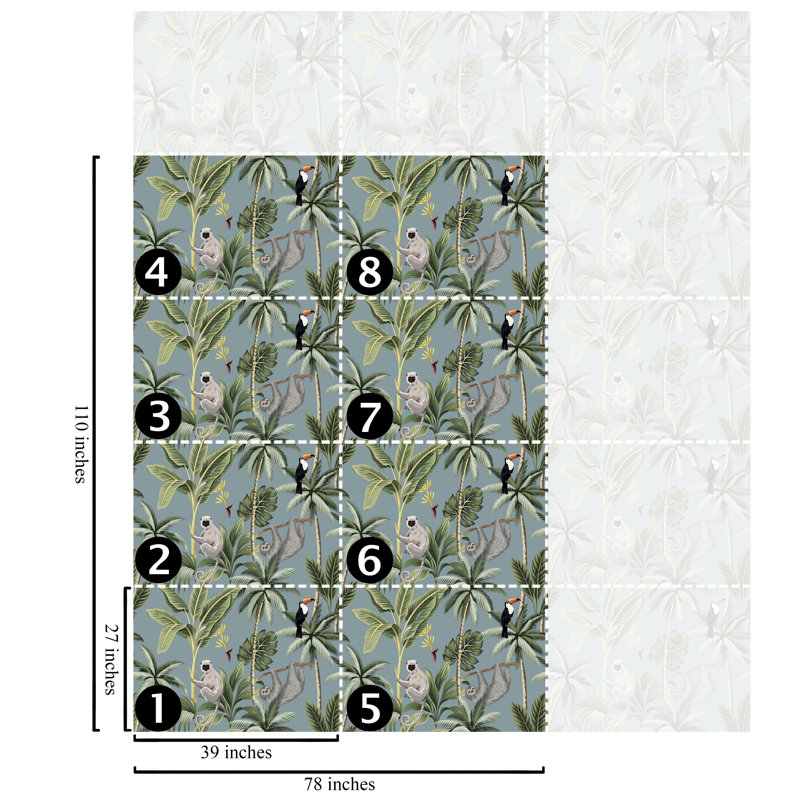 Grey Tropical Jungle Wallpaper Green