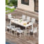 Ensemble de salle à manger d'extérieur extensible 9 pièces, table et chaises de patio extensibles en aluminium de 85 à 107 pouces pour 6 à 10 personnes, ensemble de mobilier de patio avec chaises empilables en textilène pour la cour, la terrasse et le bord de la piscine-1672715992