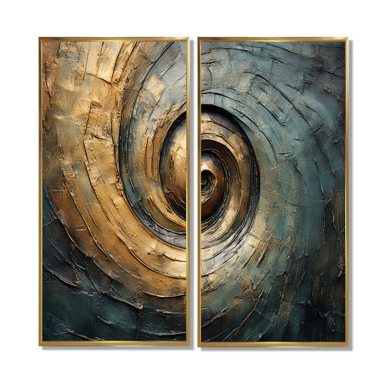 Bronze tourbillon de sagesse tourbillonnante - grandes spirales abstraites, art mural, H 40 po x l 40 po, Doré