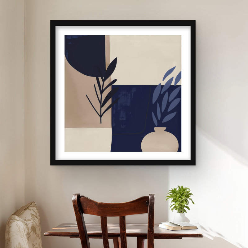 Vase - imprimé mat encadré bleu pour une décoration intérieure élégante