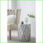 Tabouret de jardin hexagonal Capiz | Table d'appoint polyvalente | Noir blanc | Bord de mer