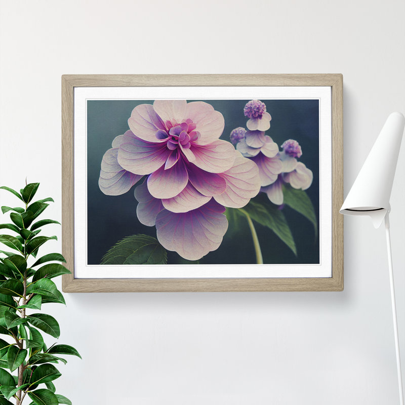 Enchanting Hydrangea Flowers 1 Piece Single Picture Frame Wall Art, 34cm H x 46cm W x 2cm D, Oak Framed