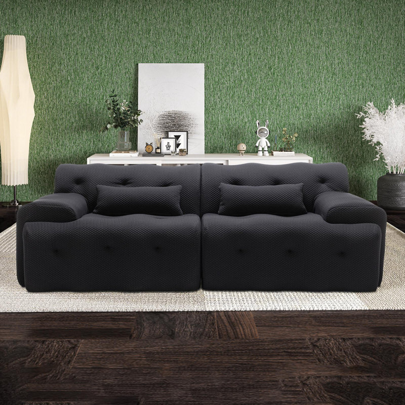 Boneless Maspeth 81.11'' Sofa, Black 100% Polyester