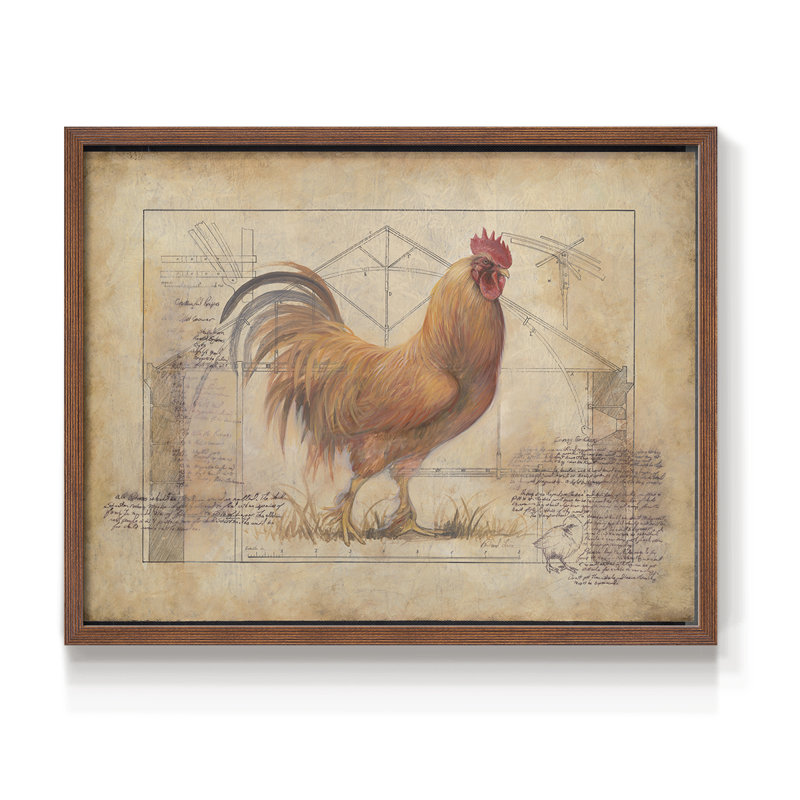Rustic Fowl I -Framed Print - Restickable, H 11 po x l 14 po, Noyer