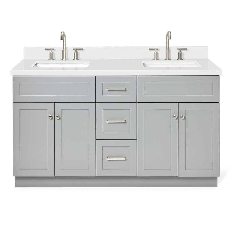 Ensemble de meuble-lavabo double 61 po Hamlet, Gris