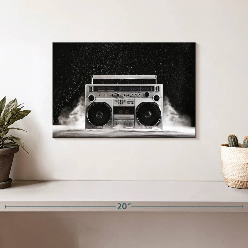 Boombox argenté Abarca 1980, H 8 po x l 12 po