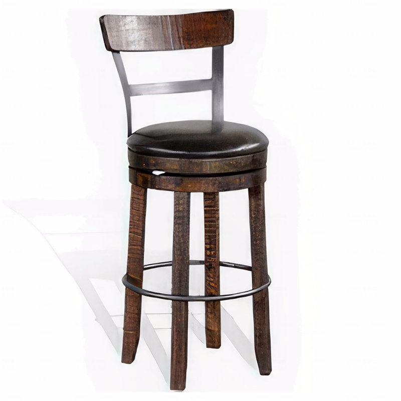 Ensemble de 2 tabourets pivotants avec fonction en similicuir noir et brun foncé