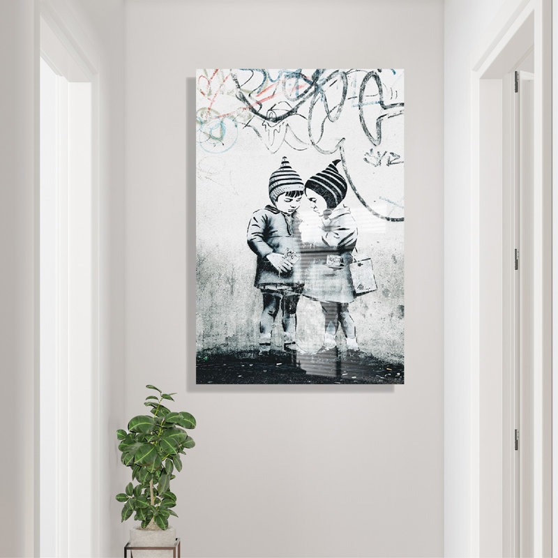 Stunning Banksy Tempered Glass Painting, 27.6 x 39.4 inches | 100% Tempered Glass, Thickness: 0.16 inches | Elegant Wall Art for Home Decor | Unique Contemporary Design, Perfect for Living Room & Office Spaces