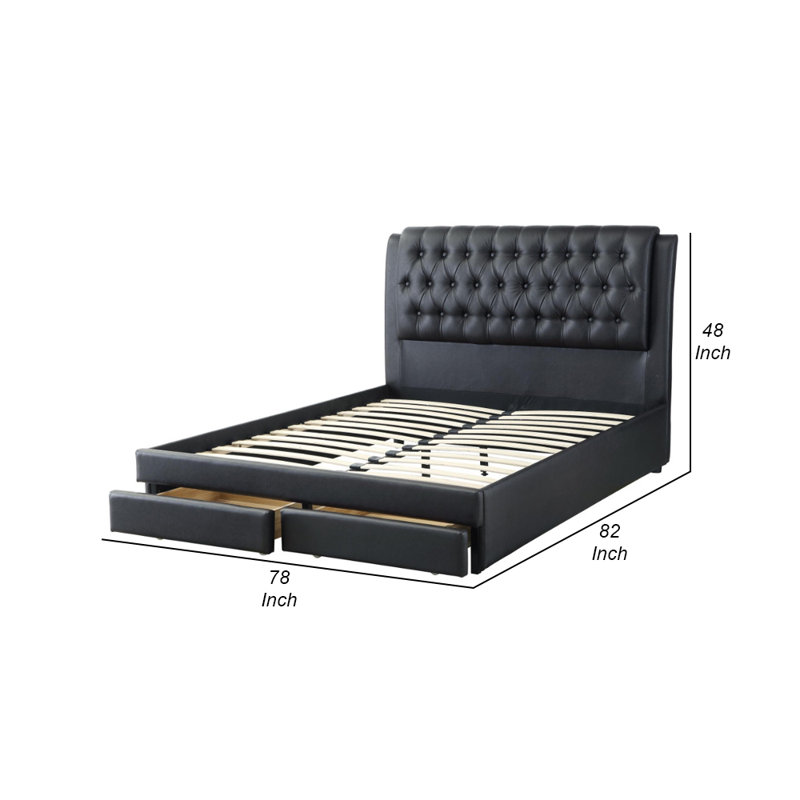Lit plateforme tapissier avec rangement Tomberlin, Très grand