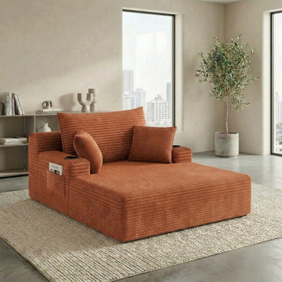 47" Boneless Chaise Lounge Chair Indoor — Oversized Cloud-Like Cozy Comfy Modular 3-in-1 Sofa Bed for Reading, Living Room & Bedroom Corduroy Couch Sleeper