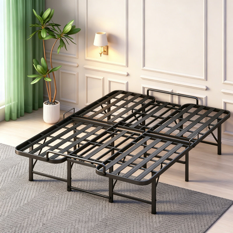 Structure de lit grand robuste et pliable | Capacité de 1500 lb, rangement sous le lit de 13 po, assemblage facile en 10 minutes