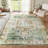 Runner Rug Kitchen Hallway Entryway – Vintage Floral Oriental Design Non-Slip Stain Resistant Low Pile Floor Covering (Blue)-1540537053