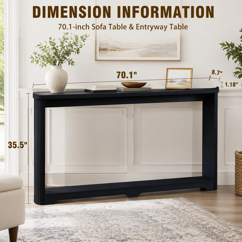70.1"  Console Table, Black