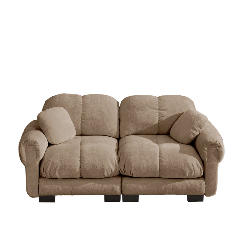 Canapé en chenille Cloud avec coussins exquis, accoudoirs rembourrés doux, canapé de style pétale avec coussin de dossier matelassé, conception ergonomique, assemblage facile, convient aux salons et aux chambres à coucher, brun