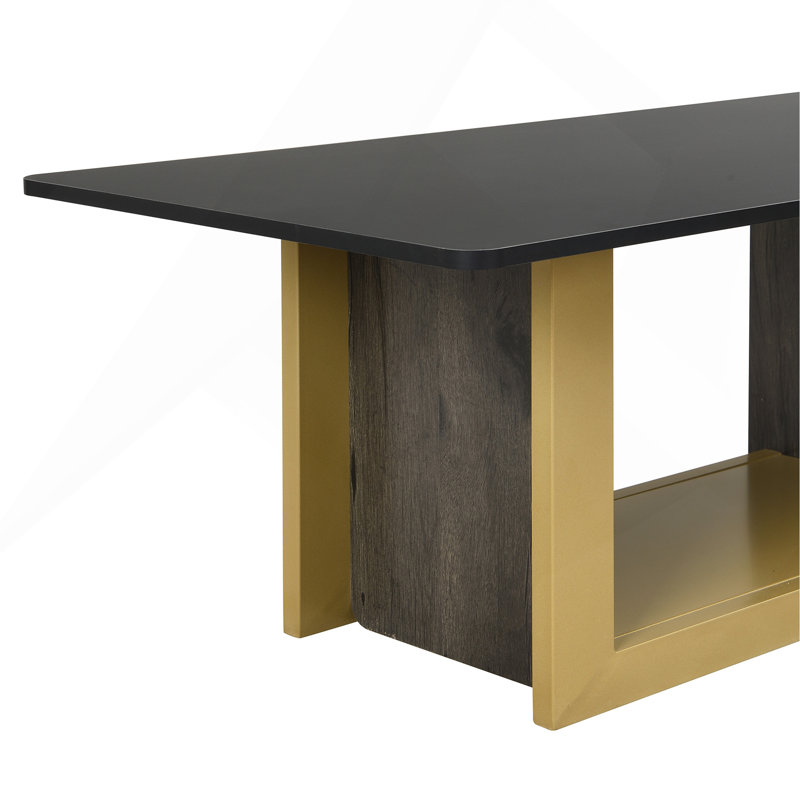 Ensemble de 2 tables basses Light Luxury Luxury, petite table basse carrée avec plateau spacieux, Black