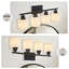 Luminaires de salle de bain modernes noirs 4 lumières avec appliques murales de salle de bain 24 po avec abat-jour en verre givré blanc laiteux-1441117371-1441117372