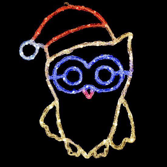 Présentoir lumineux en acrylique enduit de hibou de Noël