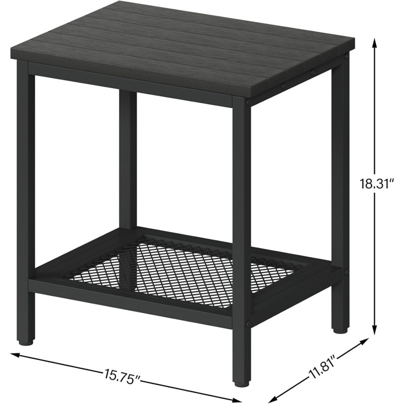 Outdoor Side Table With Storage 2 Tier End Tables Weather Resistant Outdoor Accent Table Side Table For Pool Deck Garden