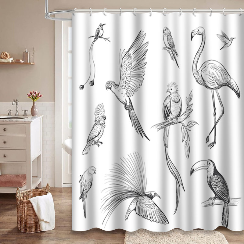 Rideau de douche Sketches Exotic Rainforest Birds, L 72 po x l 84 po
