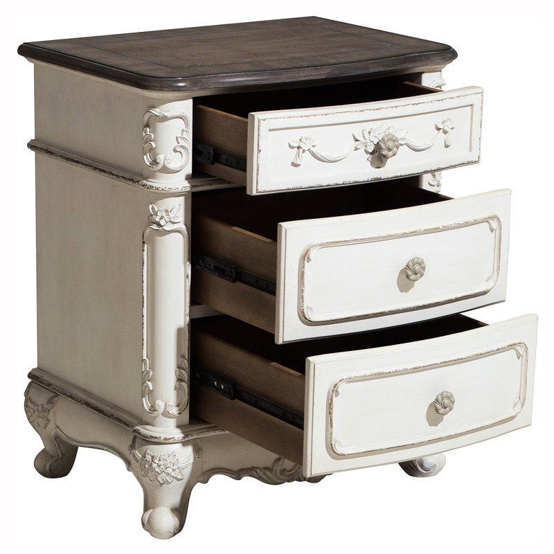Table de chevet 3 tiroirs Victorian