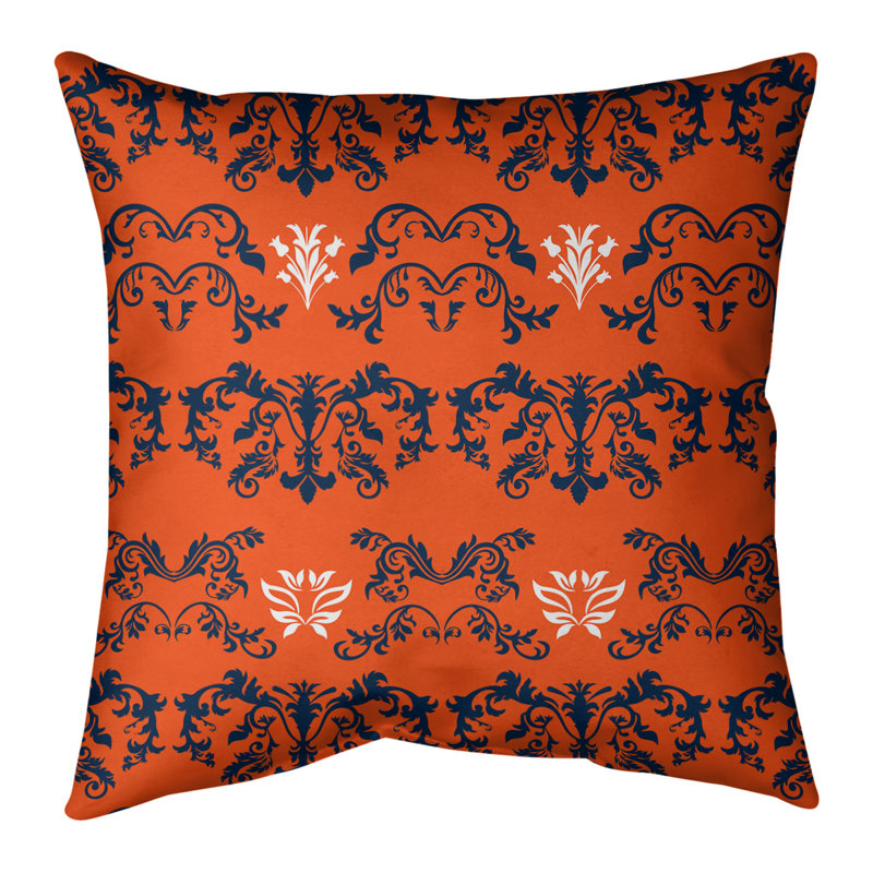 Housse de coussin Denver Football Baroque, 16 po x 1 po, Orange / bleu / blanc, Simili daim