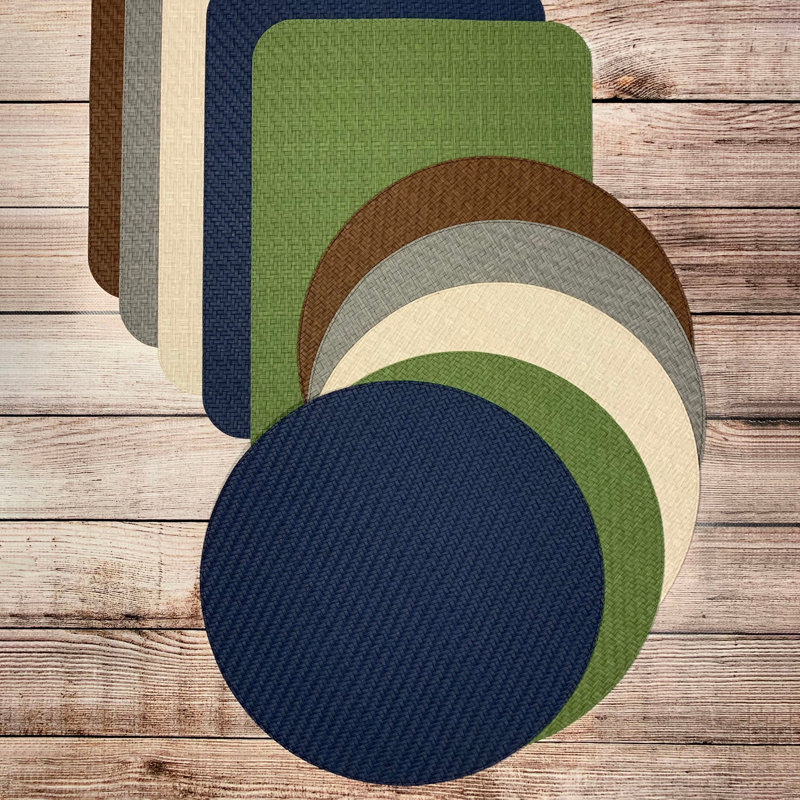 Wicker Round Placemats, Gray