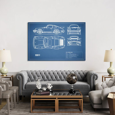 1977 Porsche 911 Turbo (930) (Blue) by Mark Rogan - Wrapped Canvas Painting