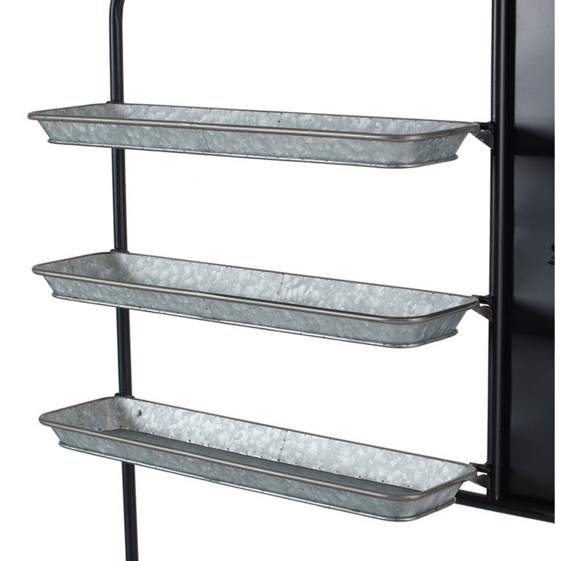 Tablette de rangement en métal rustique 36 x 18,5 x 70 po