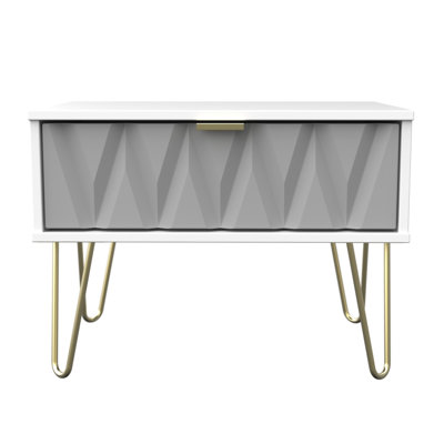 Fully Assembled Diamond - Gold Hairpin (F) 1 Drawer Side Table