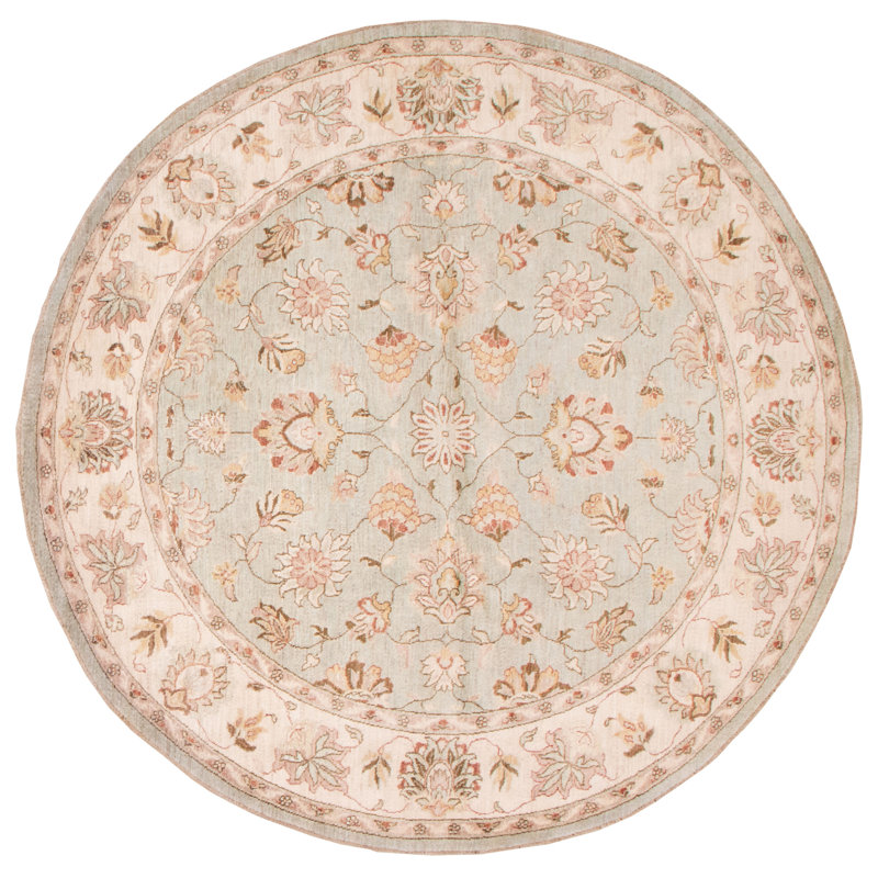 Tapis bleu clair en laine noué à la main de conception unique 8 pi 2 po New Age