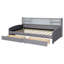 Lit plateforme simple tapissier avec rangement et tiroirs, gris-185838161