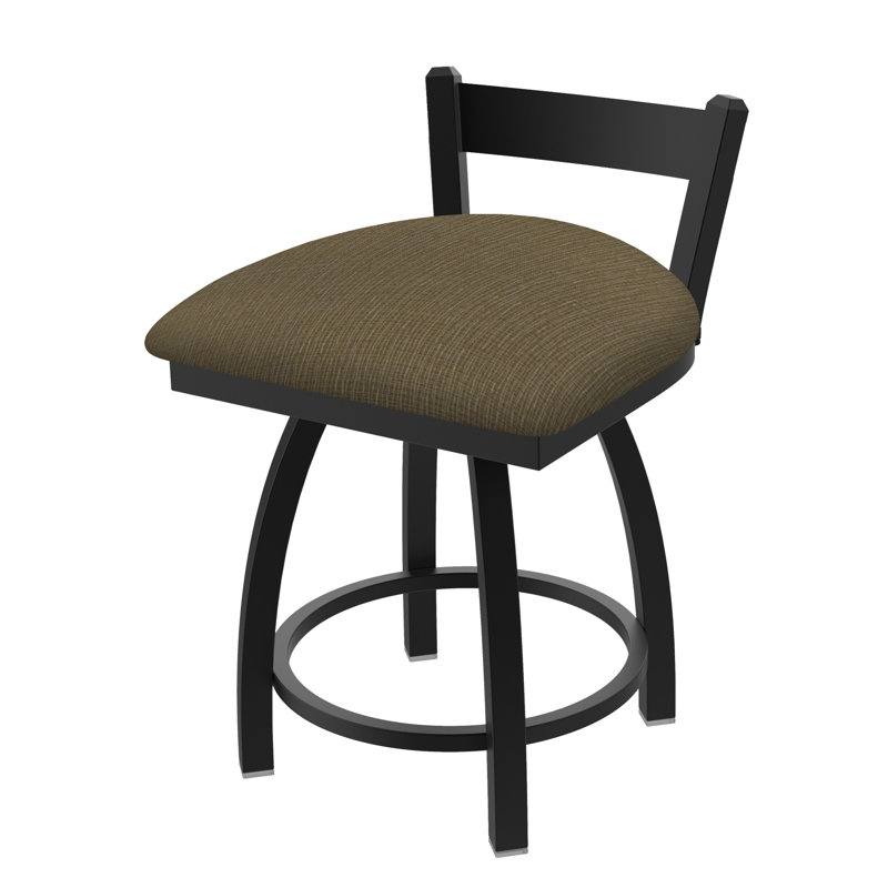 Tabouret de coiffeuse en métal Catalina, Noir froissé, Tissu liège graphique