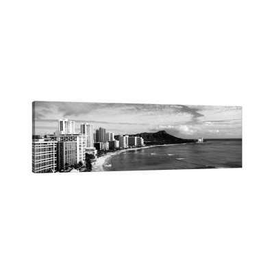 Buildings At The Coastline With A Volcanic Mountain In The Background, Diamond Head, Waikiki, Oahu, Honolulu, Hawaii, USA #2 by Panoramic Images - Wrapped Canvas Panoramic Gallery-Wrapped Canvas Giclée