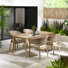 Ronja Solid Wooden Garden Outdoor Table Set With Wicker Dining Chairs - Modern Boho Style