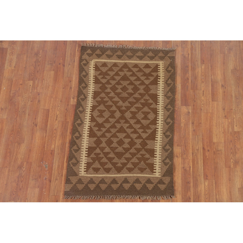 Tapis brun en laine réversible Kilim 3 x 4