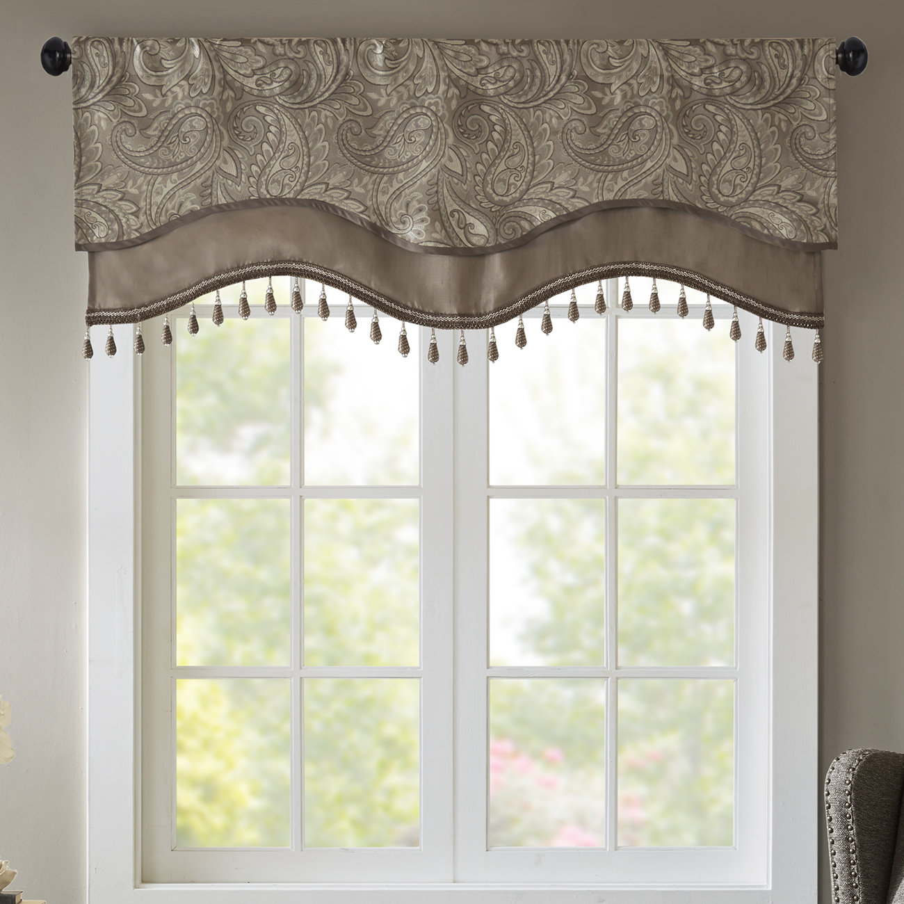 Madison Park Aubrey Jacquard Window Rod Pocket Single Valance With ...